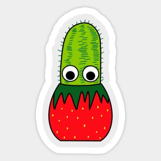 Cute Cactus Design #221: Cactus In Strawberry Pot Sticker